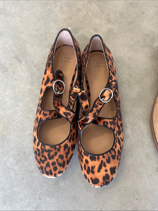 a new day Shoes - a new day Leopard Print Mary Jane Flats - Black and Brown
